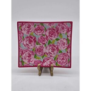 Lilly Pulitzer Tray Catchall with Roses Floral Design 7 X 7 Trinket Decorative D